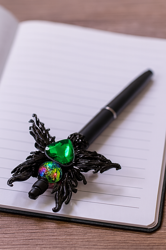 Butterfly Pen - with green diamond