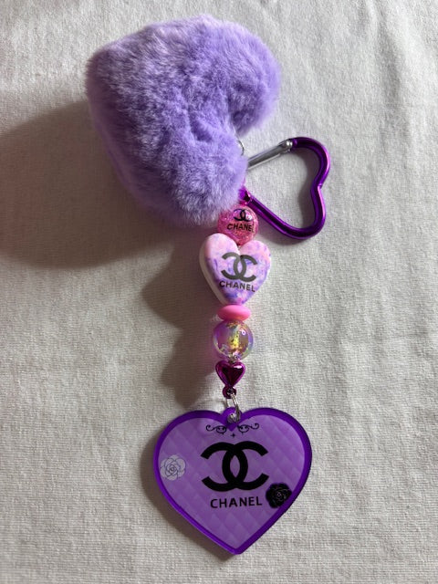 💜 CHANEL-Inspired Quilted Heart Keychain