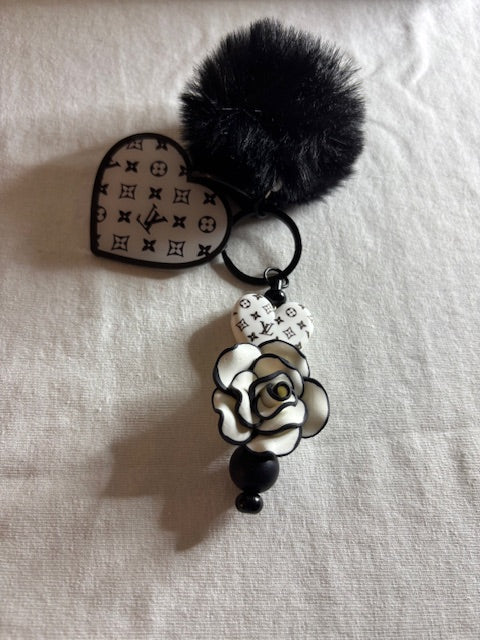 🖤 Louis-Inspired Monochrome Keychain