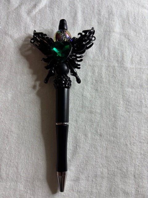 Butterfly Pen - with green diamond